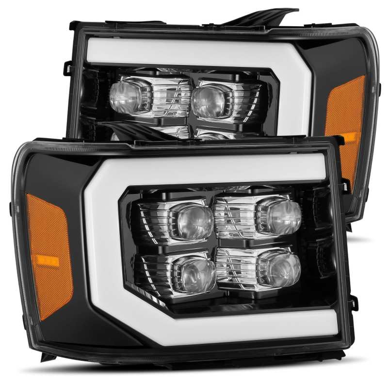 AlphaRex 07-13 GMC 1500HD NOVA LED Proj Headlights Plank - Jet Black w/Activ Light/Seq Signal/DRL - B2B Diesel & Gas Service