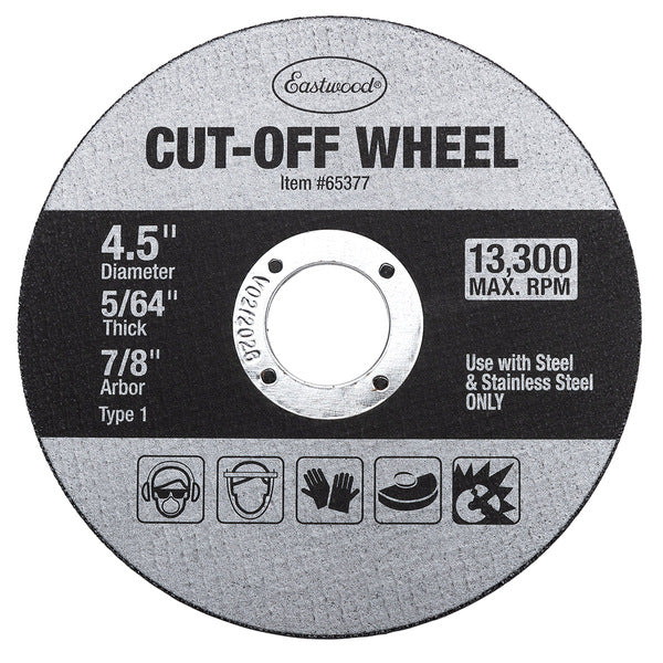Eastwood 4.5 Inch x 5/64 Inch Cut Off Wheel - 7/8 Arbor - 5 Pack 