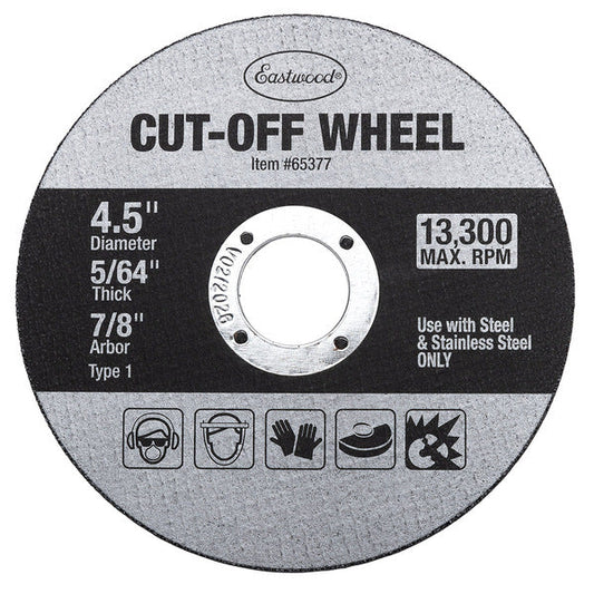 Eastwood 4.5 Inch x 5/64 Inch Cut Off Wheel - 7/8 Arbor - 5 Pack 