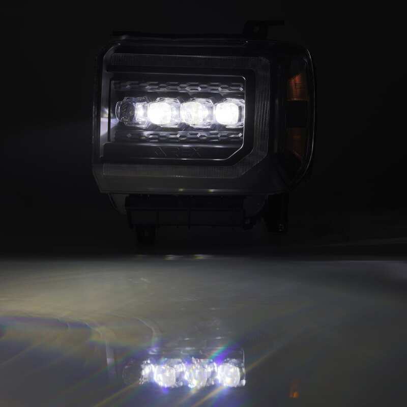 AlphaRex 14-18 GMC Sierra NOVA LED Proj Headlights Plank Style Black w/Activ Light/Seq Signal/DRL - B2B Diesel & Gas Service