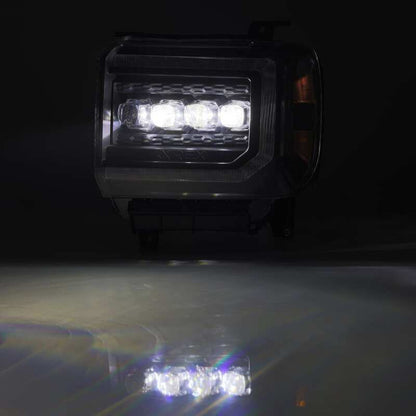 AlphaRex 14-18 GMC Sierra NOVA LED Proj Headlights Plank Style Black w/Activ Light/Seq Signal/DRL - B2B Diesel & Gas Service
