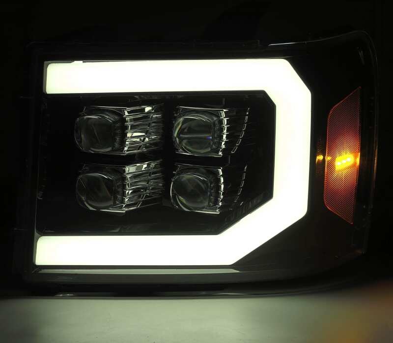 AlphaRex 07-13 GMC 1500HD NOVA LED Proj Headlights Plank - Jet Black w/Activ Light/Seq Signal/DRL - B2B Diesel & Gas Service