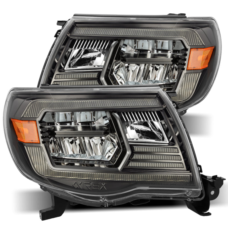 AlphaRex 05-11 Toyota Tacoma LUXX Crystal Headlights Plank Style Alpha Black w/Activation Light/DRL - B2B Diesel & Gas Service