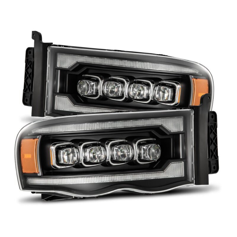 AlphaRex 02-05 Dodge Ram 1500 NOVA LED Proj Headlights Plank Style Blk w/Activ Light/Seq Signal - B2B Diesel & Gas Service