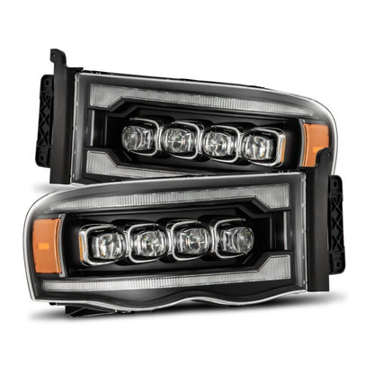 AlphaRex 02-05 Dodge Ram 1500 NOVA LED Proj Headlights Plank Style Blk w/Activ Light/Seq Signal - B2B Diesel & Gas Service