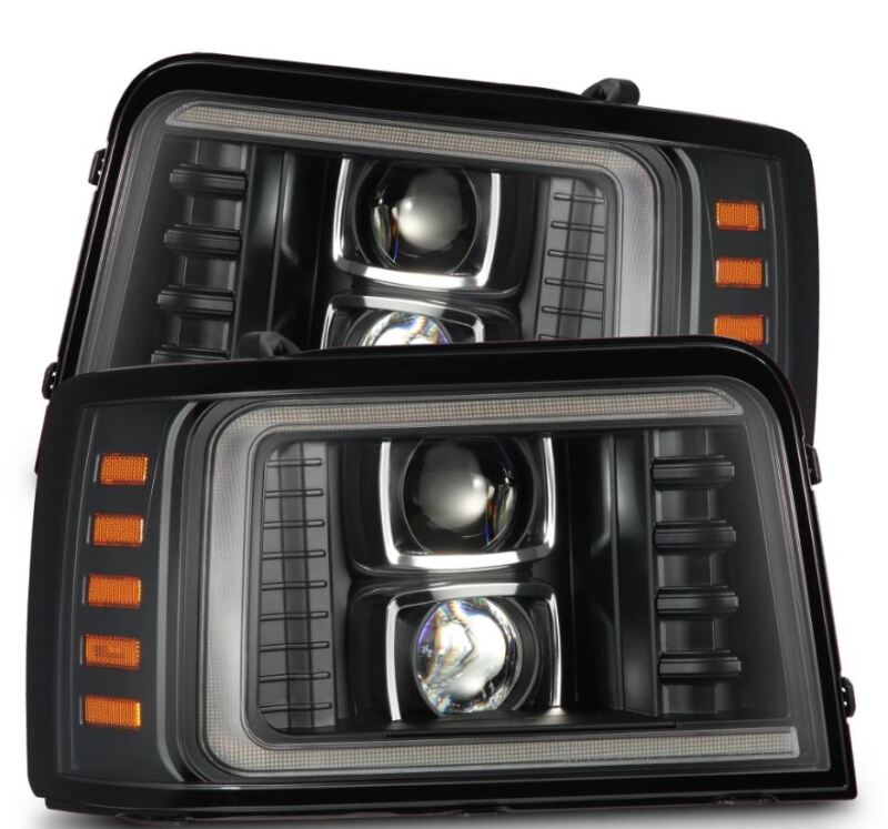 AlphaRex 92-96 Ford F-Series/Bronco LUXX-Series Proj Headlights Blk w/Actv Light SeqSig & SBDRL - B2B Diesel & Gas Service