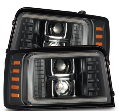 AlphaRex 92-96 Ford F-Series/Bronco LUXX-Series Proj Headlights Blk w/Actv Light SeqSig & SBDRL - B2B Diesel & Gas Service