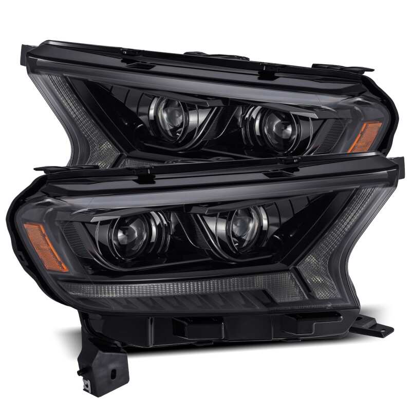 AlphaRex 19-21 Ford Ranger LUXX LED Proj Headlights Plank Style Alpha Black w/Seq Signal/DRL - B2B Diesel & Gas Service