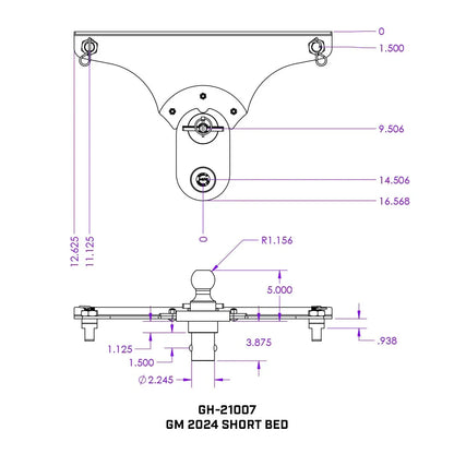 GoosePuck 5" offset puck mount for GM Short Bed 25K Towing W EXT ball assembly GH-21007 - B2B Diesel and Gas Service