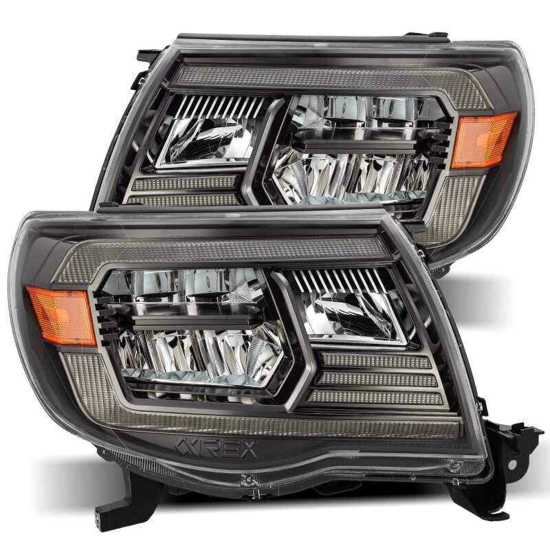 AlphaRex 05-11 Toyota Tacoma LUXX Crystal Headlights Plank Style Alpha Black w/Activation Light/DRL - B2B Diesel & Gas Service