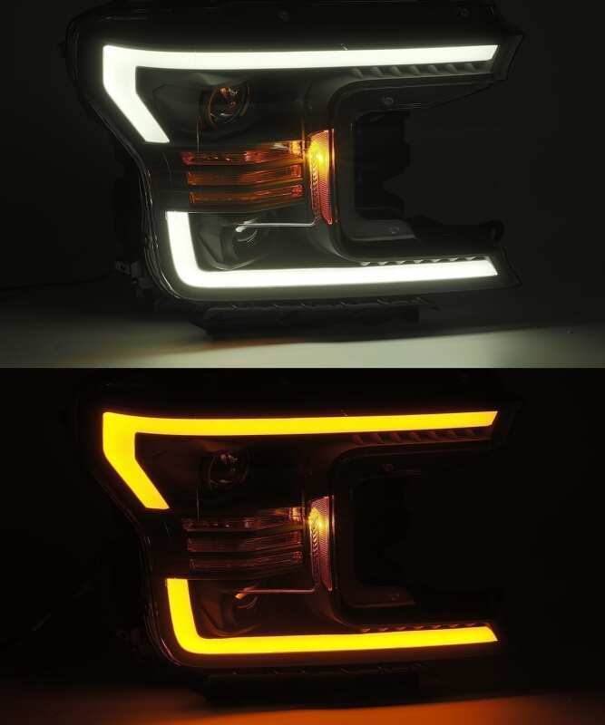 AlphaRex 18-19 Ford F-150 PRO-Series Proj Headlights Plank Style Gloss Blk w/Activ Light/Seq Signal - B2B Diesel & Gas Service