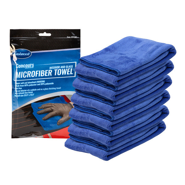 Eastwood Concours Interior and Glass Microfiber Towel - 6 Pack - B2B Diesel & Gas Service