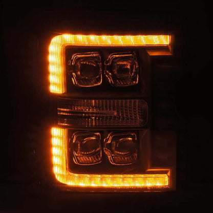AlphaRex 11-16 Ford F-350 SD NOVA LED Proj Headlights Plank Style Alpha Blk w/Activ Light/Seq Signal - B2B Diesel & Gas Service