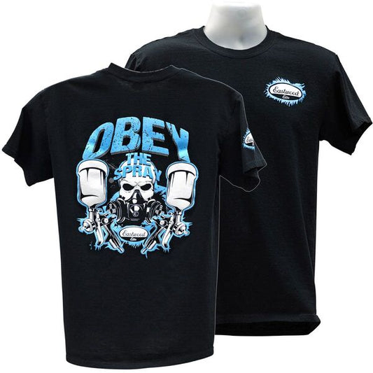 Eastwood Obey The Spray Blue on Black T-Shirt Medium 
