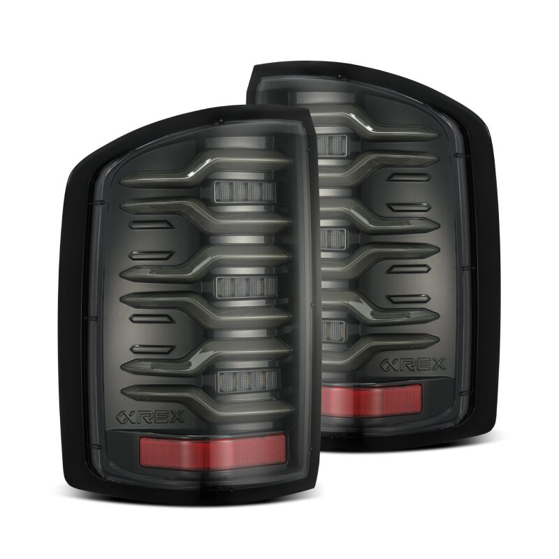 AlphaRex 14-18 GMC Sierra 1500/2500HD/3500HD LUXX-Series LED Tail Lights Alpha-Blk Actv Lgt Seq. Sig - B2B Diesel & Gas Service