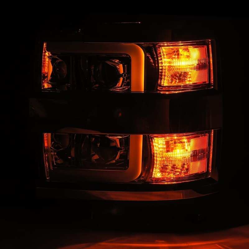 AlphaRex 15-19 Chevy Silverado 2500HD PRO-Series Headlight Plank Chrome w/Activ Light/Seq Signal/DRL - B2B Diesel & Gas Service