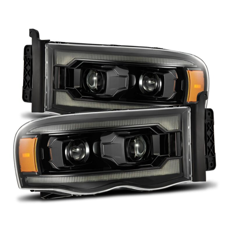 AlphaRex 02-05 Dodge Ram 1500 LUXX LED Proj Headlights Alpha Black w/Activ Light/Seq Signal - B2B Diesel & Gas Service