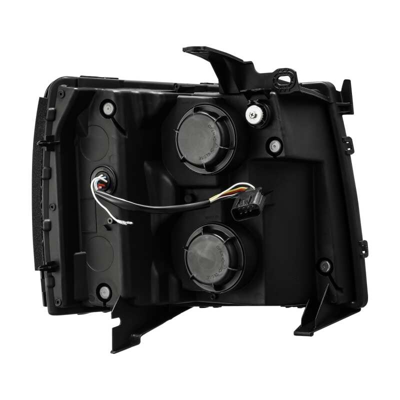 AlphaRex 07-13 Chevy 1500 LUXX LED Proj Headlights Plank Style Jet Blk w/ Activ Light/Seq Signal/DRL - B2B Diesel & Gas Service