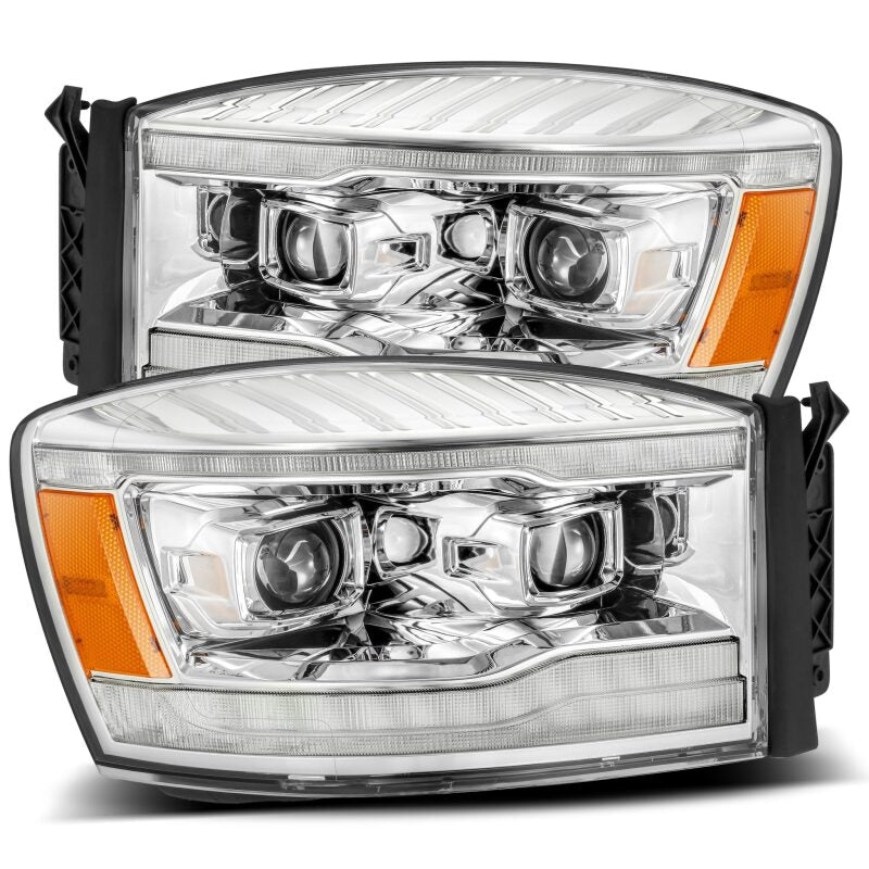 AlphaRex 06-08 Dodge Ram 1500HD LUXX LED Projector Headlights Plank Style Chrome w/Seq Signal/DRL - B2B Diesel & Gas Service