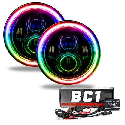Oracle 7in High Powered LED Headlights - Black Bezel - ColorSHIFT - BC1 - B2B Diesel & Gas Service