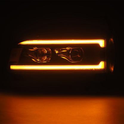 AlphaRex 94-01 RAM 1500 LUXX LED Proj Headlights Blk w/Activ Light/Seq Signal/SB DRL - B2B Diesel & Gas Service