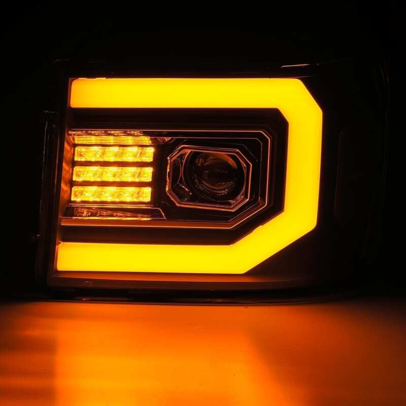 AlphaRex 07-13 GMC Sierra 1500 (No Clsc) LUXX-Series LED Proj HL Jet Blk w/Actv Lgt & Seq.Sig / DRL - B2B Diesel & Gas Service