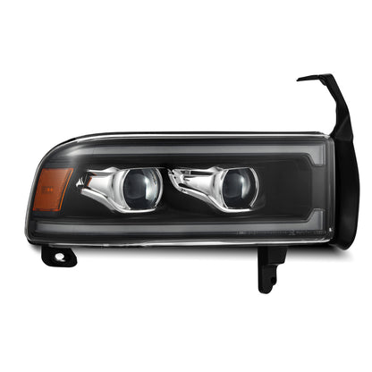 AlphaRex 94-01 RAM 1500 LUXX LED Proj Headlights Blk w/Activ Light/Seq Signal/SB DRL - B2B Diesel & Gas Service