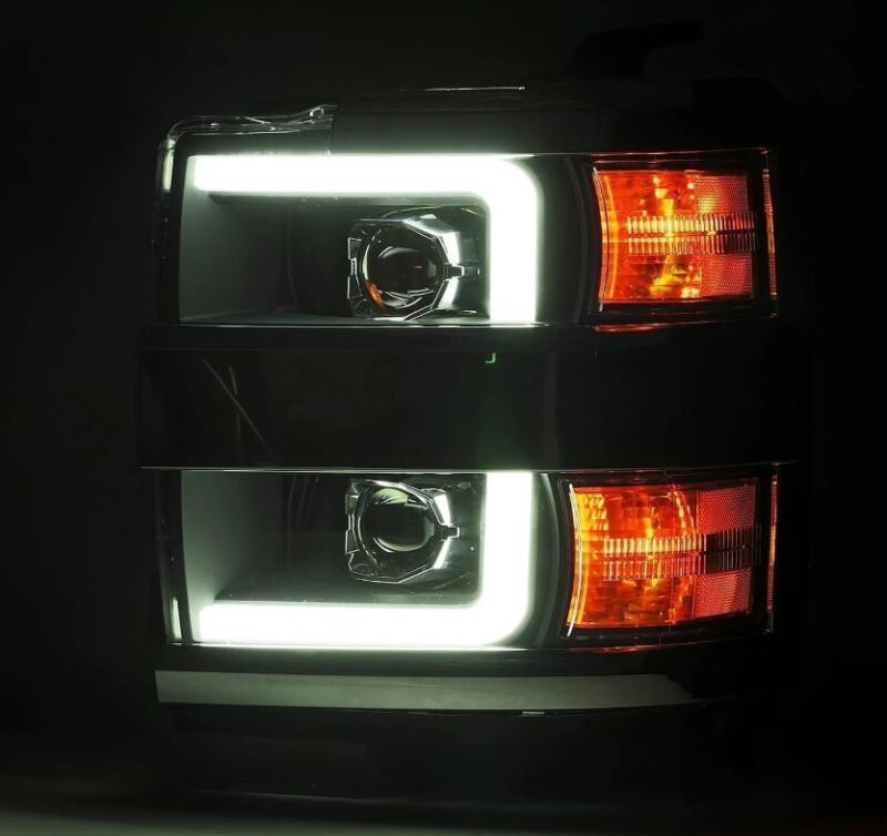 AlphaRex 15-19 Chevy Silverado 2500/3500 LUXX-Series Proj. Headlights Blk w/Actv SeqSig & SBDRL - B2B Diesel & Gas Service