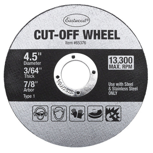 Eastwood 4.5 Inch x 3/64 Inch Cut Off Wheel - 7/8 Arbor - 5 Pack 