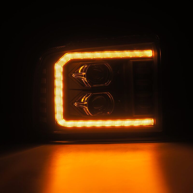 AlphaRex 05-07 Ford F250/350/450/550 Super Duty LUXX LED Proj HL Blk w/Actv Light & Seq Sig + SB DRL - B2B Diesel & Gas Service