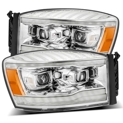 AlphaRex 06-08 Dodge Ram 1500HD LUXX LED Projector Headlights Plank Style Chrome w/Seq Signal/DRL - B2B Diesel & Gas Service