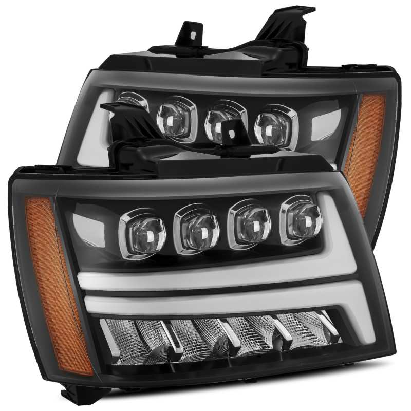 AlphaRex 07-13 Chevy Avalanche NOVA LED Proj Headlights Plank Style Gloss Black w/Activ Light/DRL - B2B Diesel & Gas Service