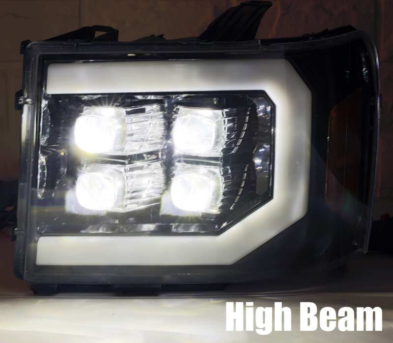 AlphaRex 07-13 GMC 1500HD NOVA LED Proj Headlights Plank - Jet Black w/Activ Light/Seq Signal/DRL - B2B Diesel & Gas Service