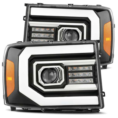 AlphaRex 07-13 GMC Sierra 1500 (No Clsc) LUXX-Series LED Proj HL Jet Blk w/Actv Lgt & Seq.Sig / DRL - B2B Diesel & Gas Service