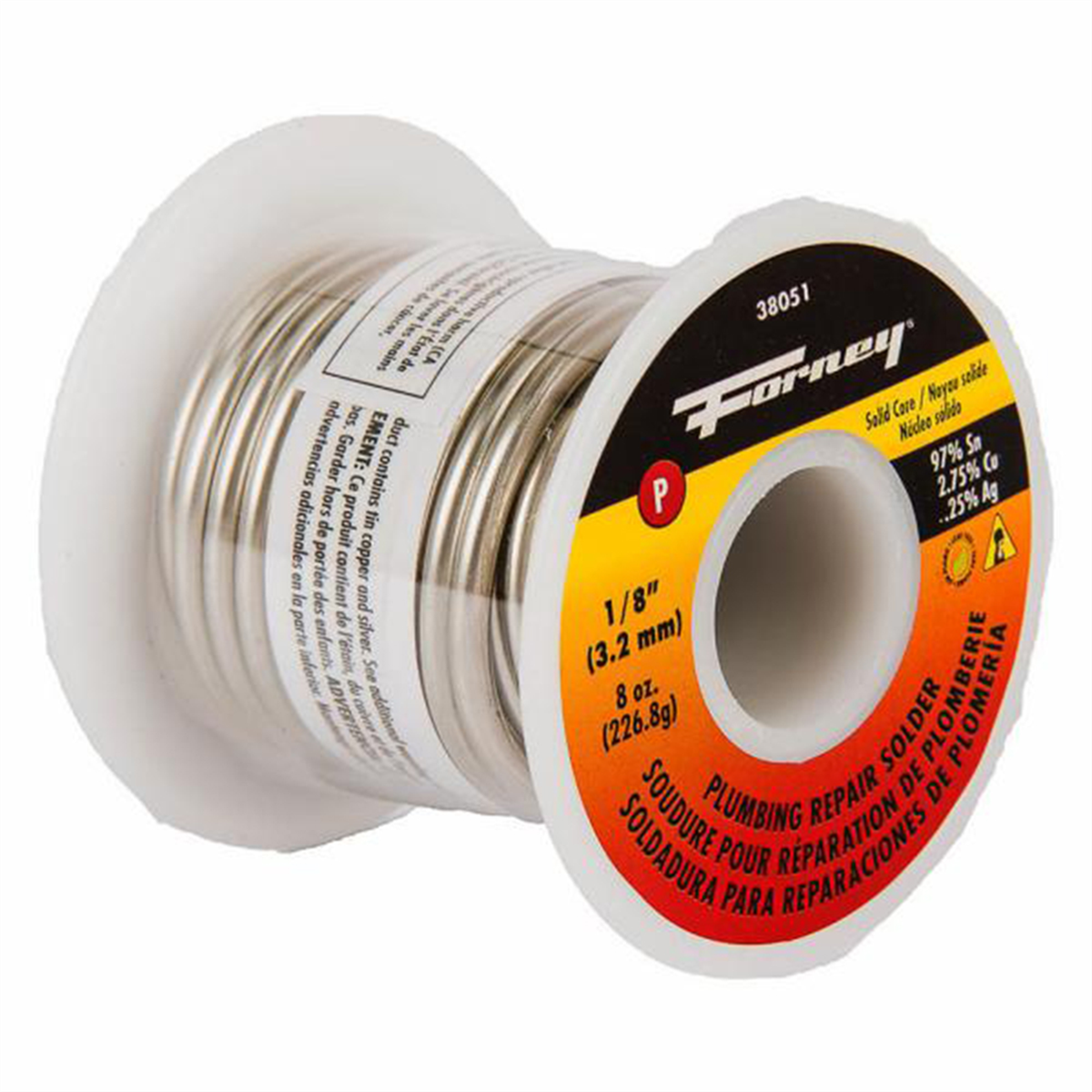 Forney Industries Solder, Lead Free (LF), Plumbing Repair, Solid Core, 1/8 in, 8 Ounce - 38051 - B2B Diesel & Gas Service