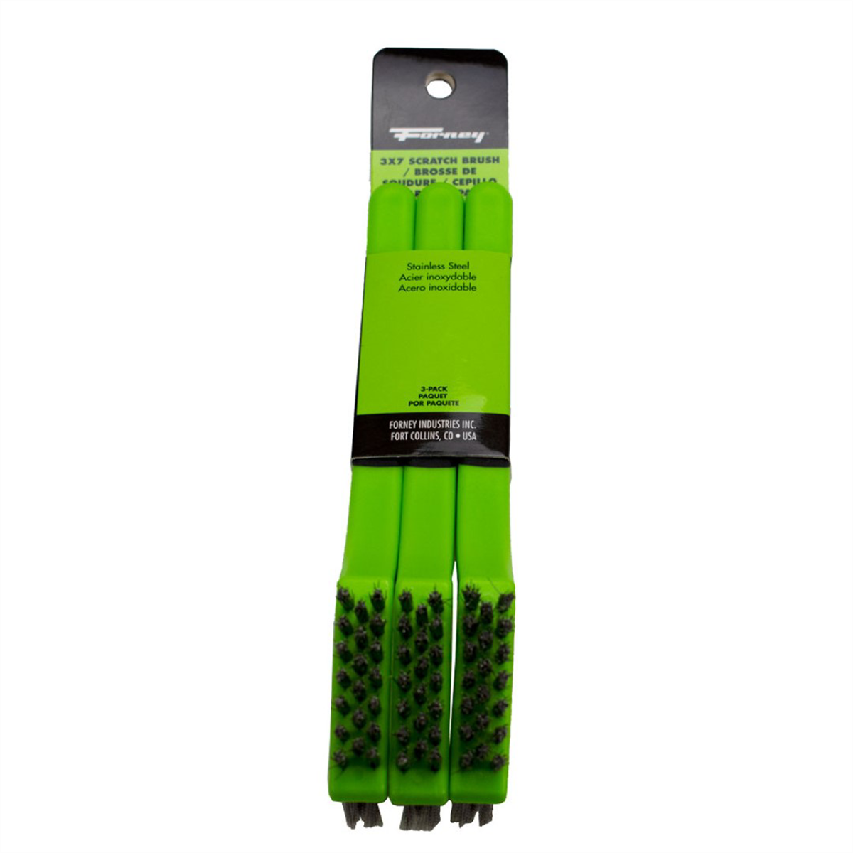 Forney Industries Scratch Brush with Plastic Handle, Stainless 3 x 7 Rows 3-Pack - 70528 - B2B Diesel & Gas Service