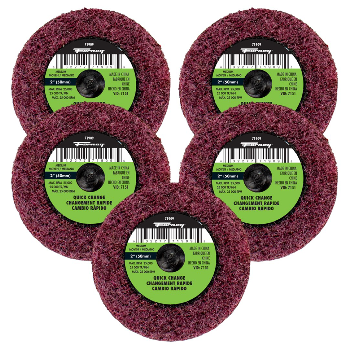 Forney Industries Quick Change Surface Prep Pad, Medium Grit, 2 in (5-Pack of Forney 71909) - 71605 - B2B Diesel & Gas Service