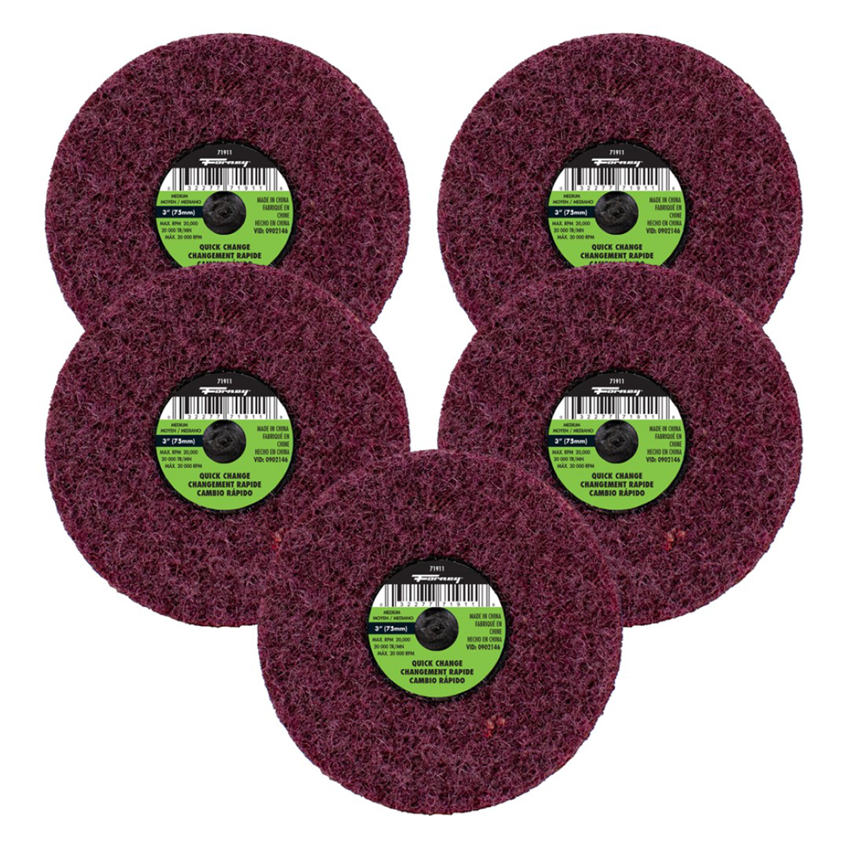 Forney Industries Quick Change Surface Prep Pad, Medium Grit, 3 in (5-Pack of Forney 71911) - 71607 - B2B Diesel & Gas Service