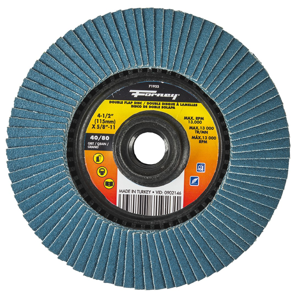 Forney Industries Double Sided Flap Disc, 40/80 Grits, 4-1/2 in - 71923 - B2B Diesel & Gas Service