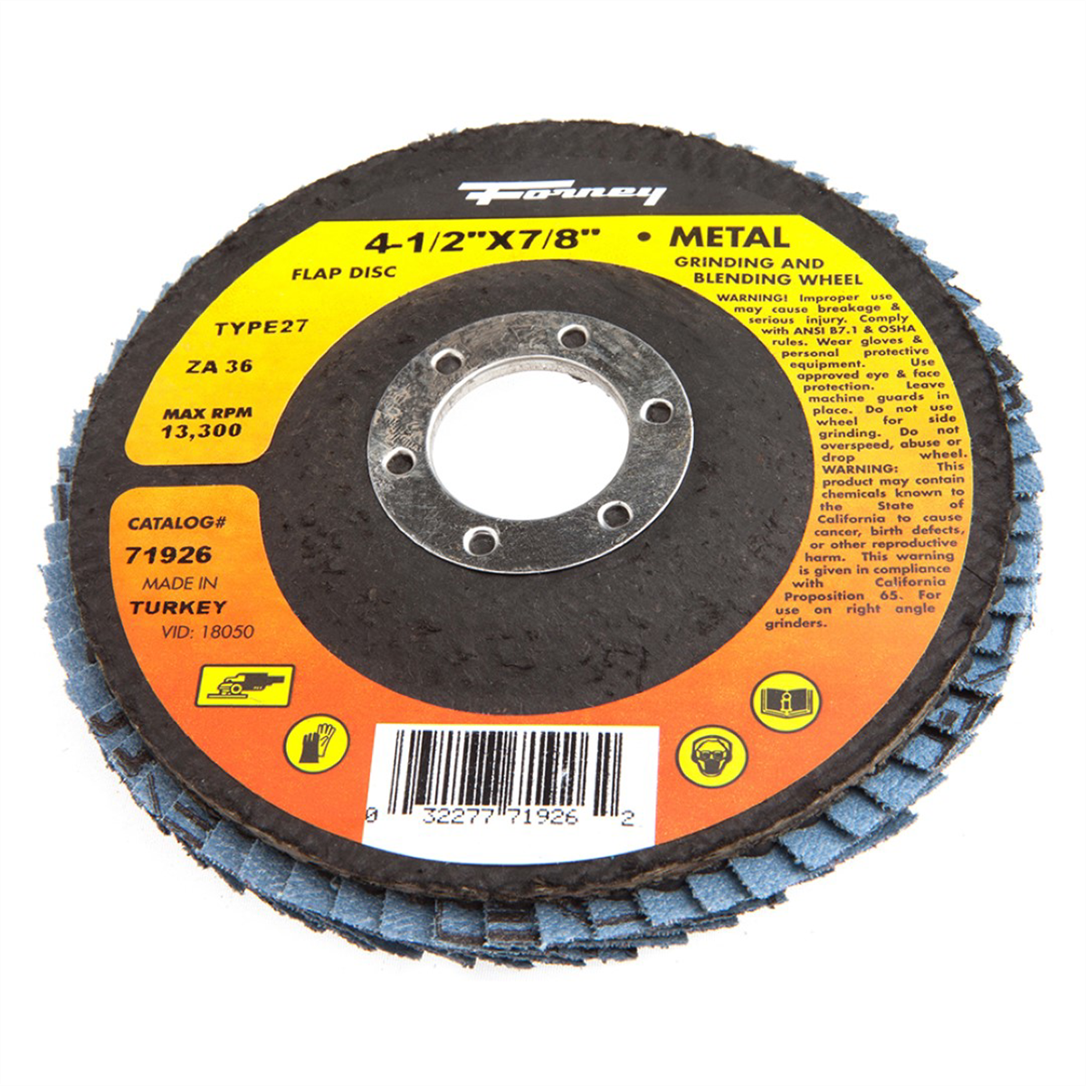 Forney Industries Flap Disc, Type 27, 4-1/2 in x 7/8 in, ZA36 - 71926 - B2B Diesel & Gas Service