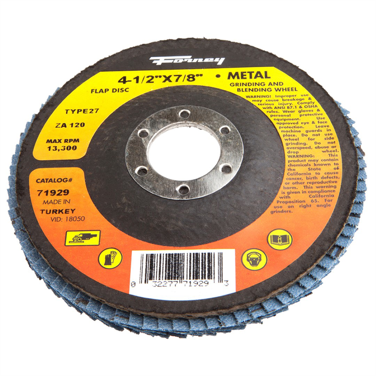 Forney Industries Flap Disc, Type 27, 4-1/2 in x 7/8 in, ZA120 - 71929 - B2B Diesel & Gas Service
