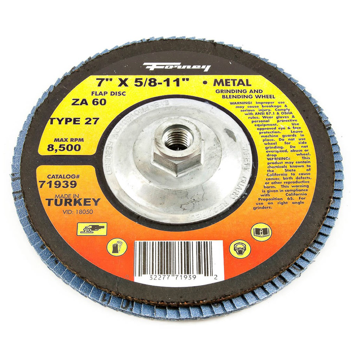 Forney Industries Flap Disc, Type 27, 7 in x 5/8 in-11, ZA60 - 71939 - B2B Diesel & Gas Service