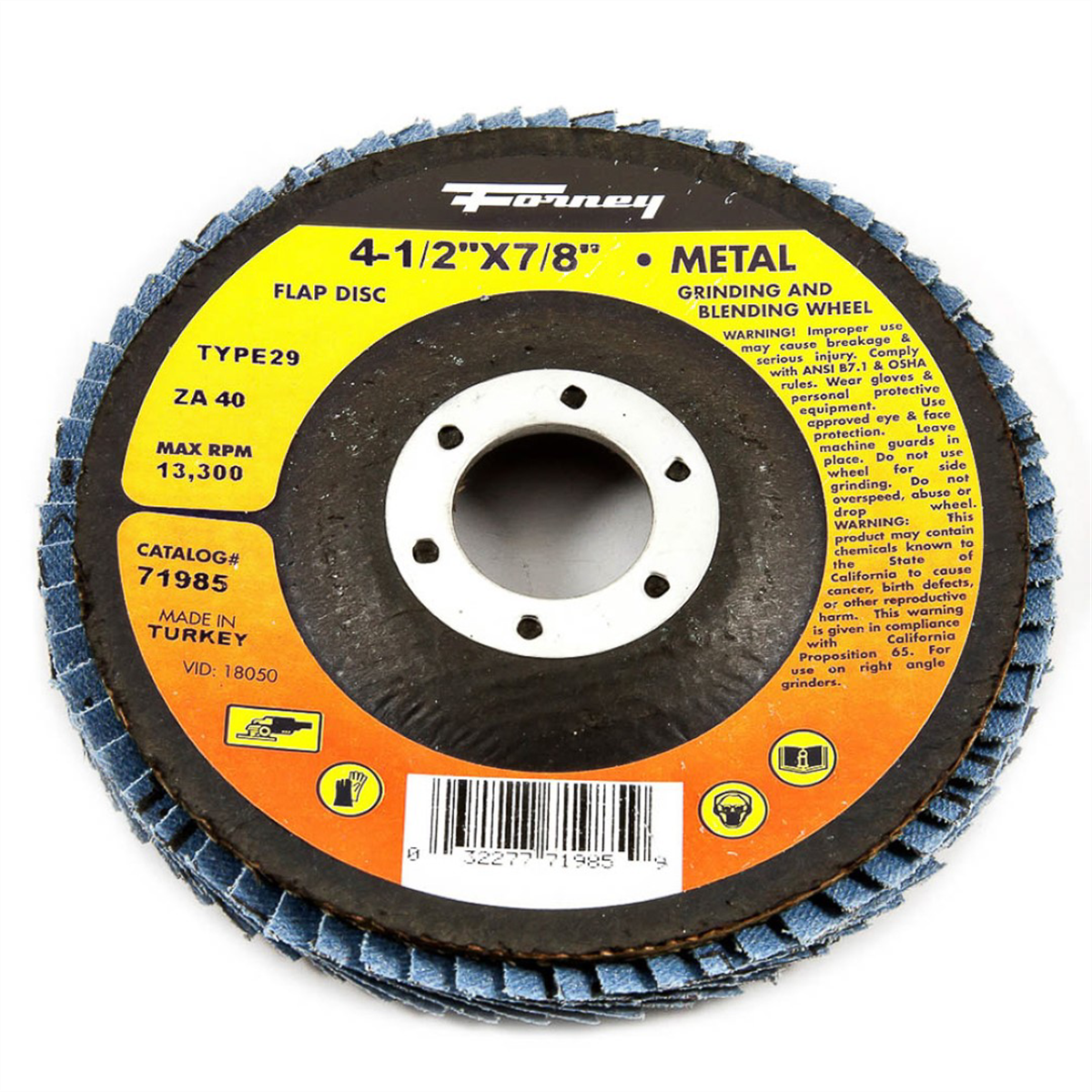 Forney Industries Flap Disc, Type 29, 4-1/2 in x 7/8 in, ZA40 - 71985 - B2B Diesel & Gas Service
