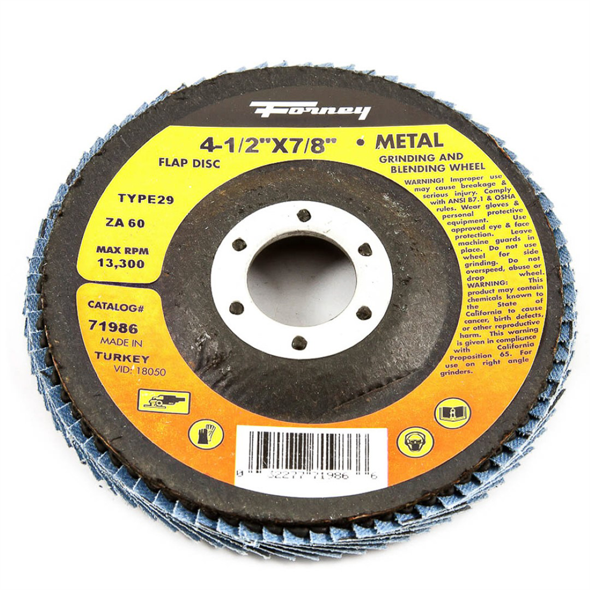 Forney Industries Flap Disc, Type 29, 4-1/2 in x 7/8 in, ZA60 - 71986 - B2B Diesel & Gas Service