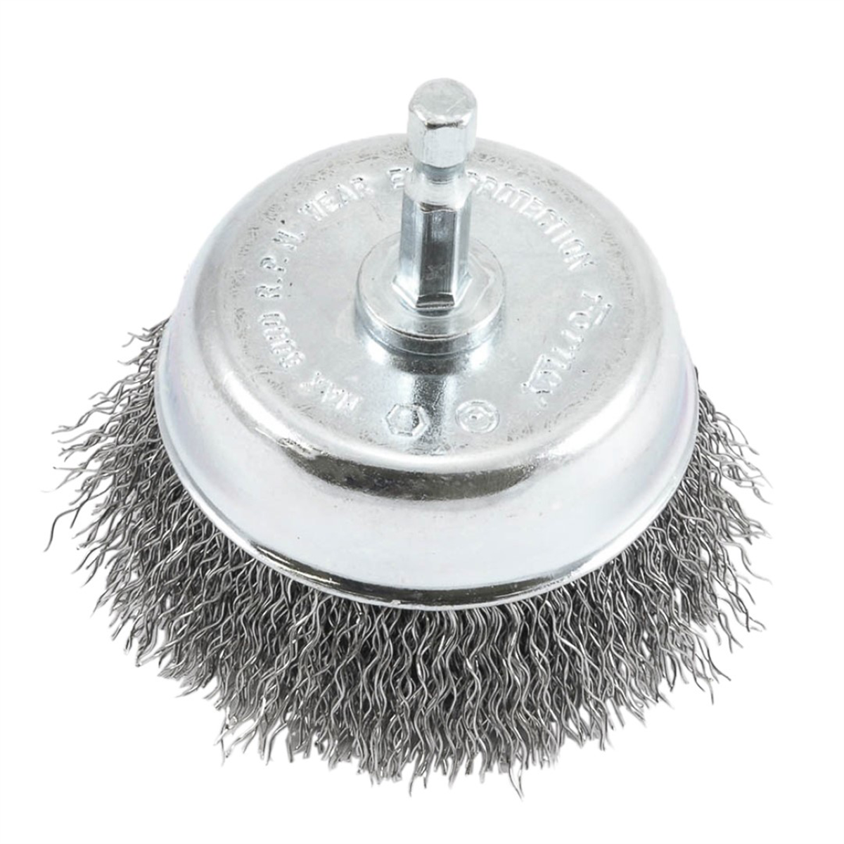Forney Industries Cup Brush, Crimped, 3 in x .012 x 1/4 in Hex Shank - 72731 - B2B Diesel & Gas Service