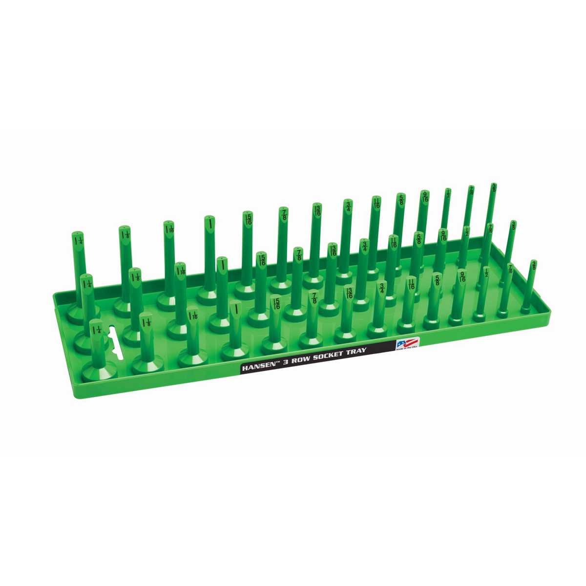 Hansen Global 1/2" SAE 3-Row Socket Tray - Green