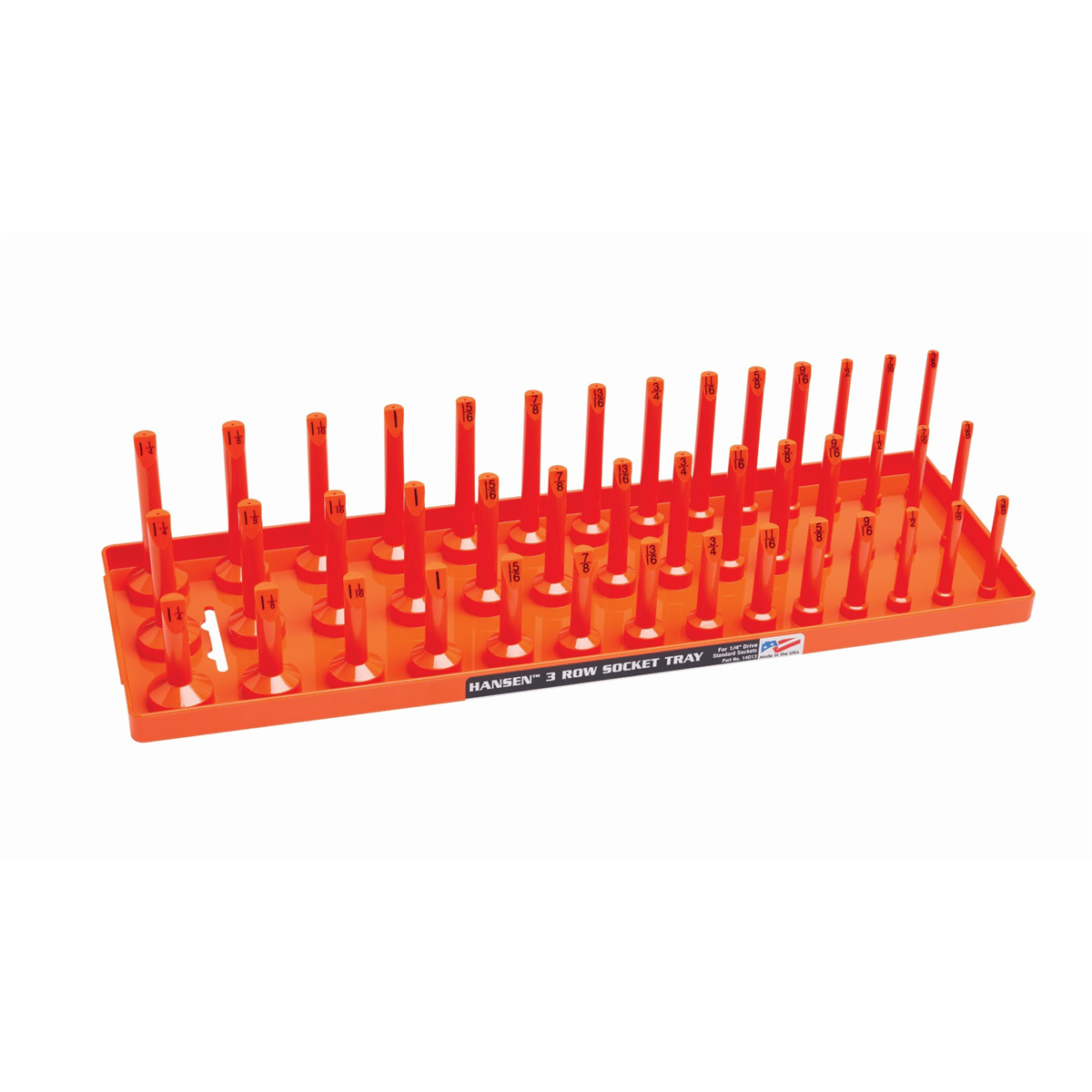 Hansen Global 1/2" SAE 3-Row Socket Tray - Orange