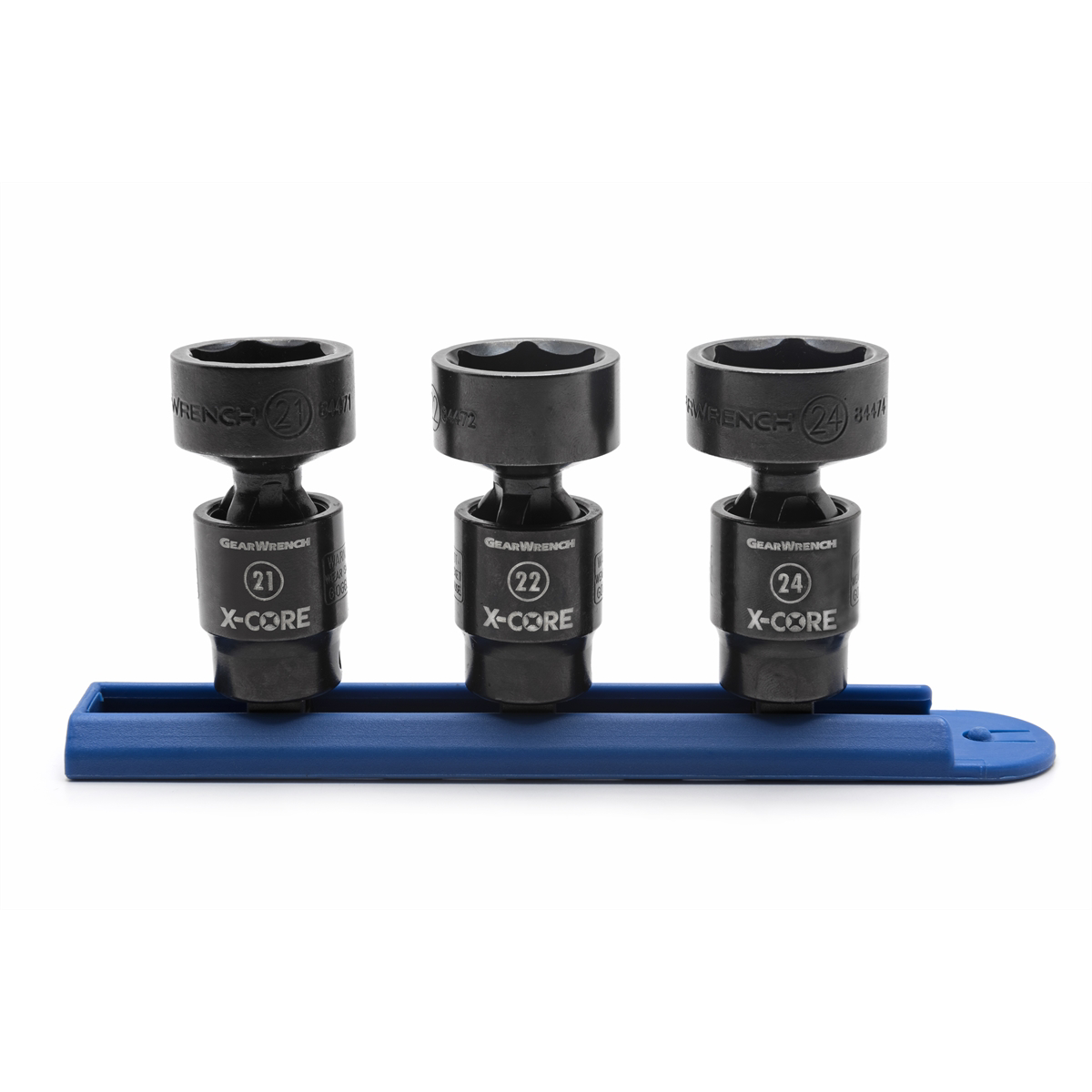 GearWrench 3 Piece 3/8 Inch Drive 6 Point Standard X-Core Pinless Universal Impact Metric Socket Set