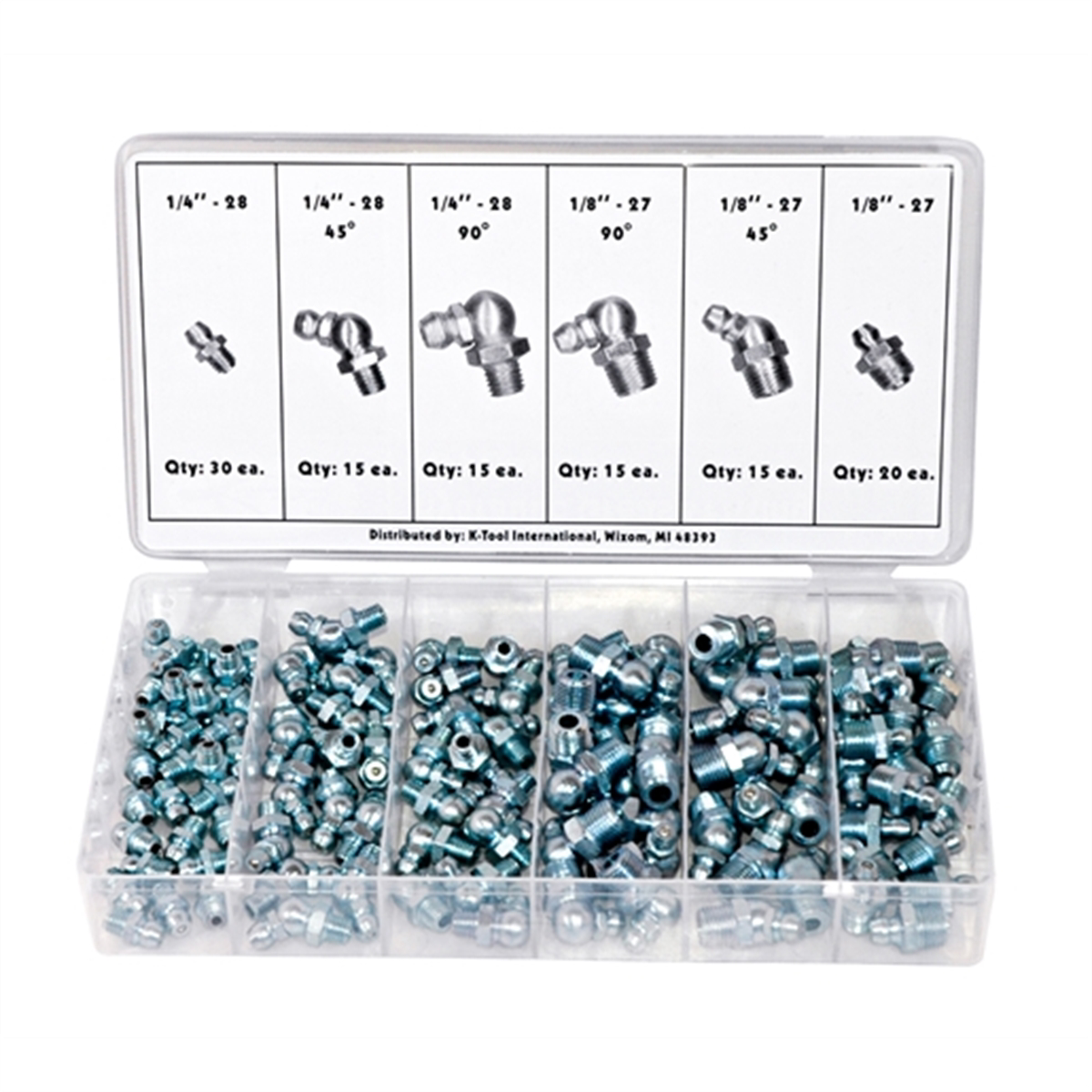 K Tool International 110 Piece Hydraulic Grease Fitting Assortment P/N 00074 - B2B Diesel & Gas Service