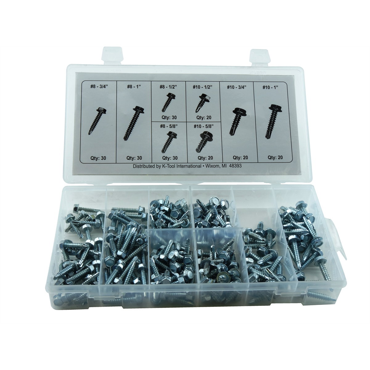 K Tool International 200-Piece Hex Head Washer Drill Kit P/N 00085 - B2B Diesel & Gas Service